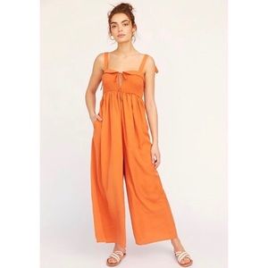 Free People Jumpsuit Jump In Smocked Wide Leg Terra Cotta